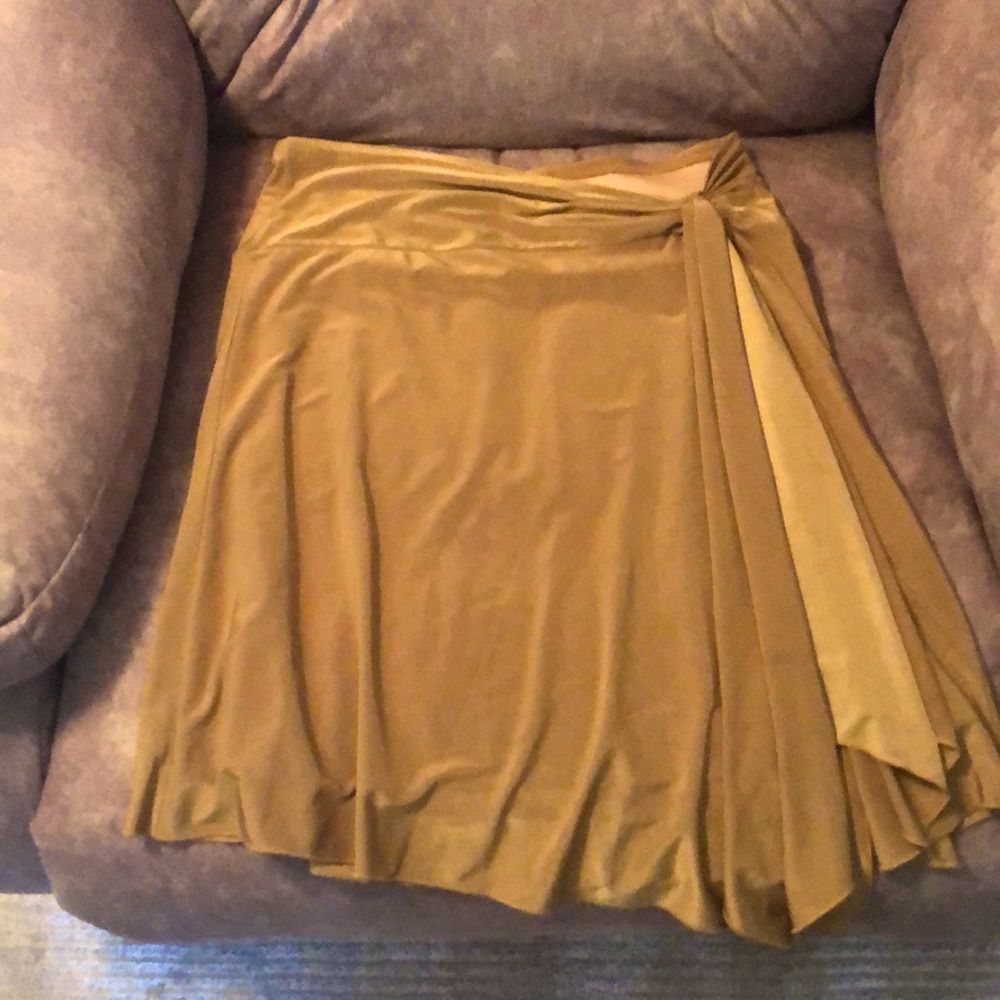 Small mini spandex/Lycra skirt. Olive(ish) in color. Super cute and comfy.